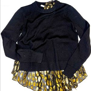 Veronica Beard Black & Gold Concord Peplum Sweater